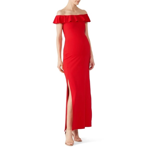 Susana Monaco Dresses & Skirts - Susana Monaco Red Ruffle Slit Maternity Dress